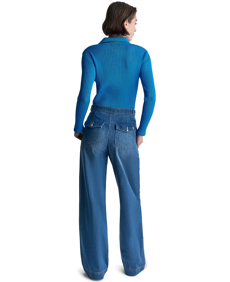 Bcbg Women's Wide-Leg Tab Loose-Fit Jeans