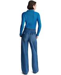 Bcbg Women's Wide-Leg Tab Loose-Fit Jeans