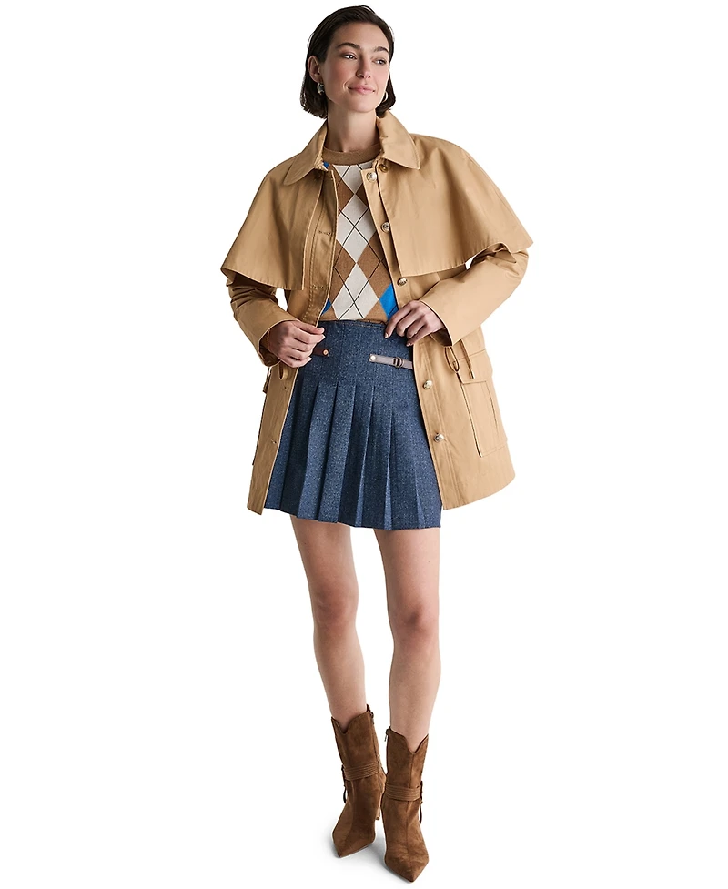 Bcbg Women's Collared Cinched Waist Short Trench Coat