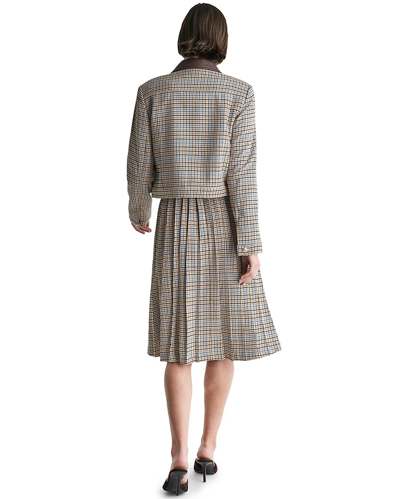 Bcbg Women's Collared Plaid Trucker Jacket