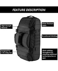 Piscifun 65L 3-in-1 Tactical Duffle Bag Molle System Gym Outdoor Travel Bag