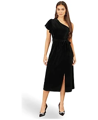 Yumi Women's Velvet One Shoulder Midi Dress