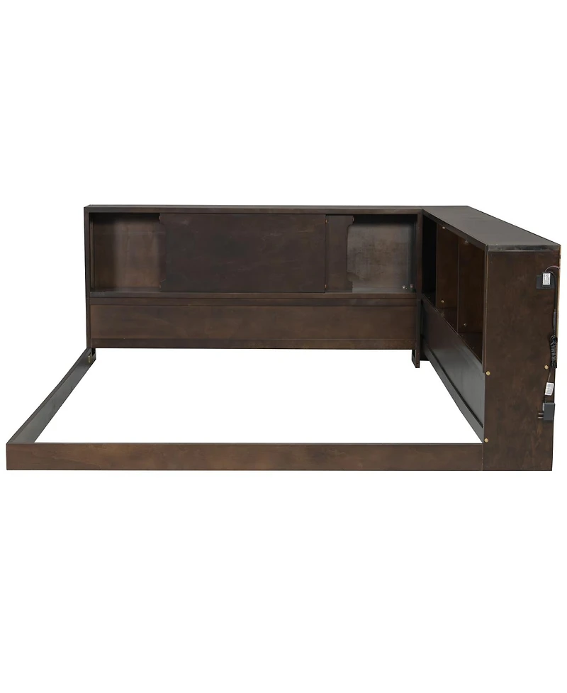 Streamdale Furniture Wood Daybed with Storage Shelves, Usb and Led