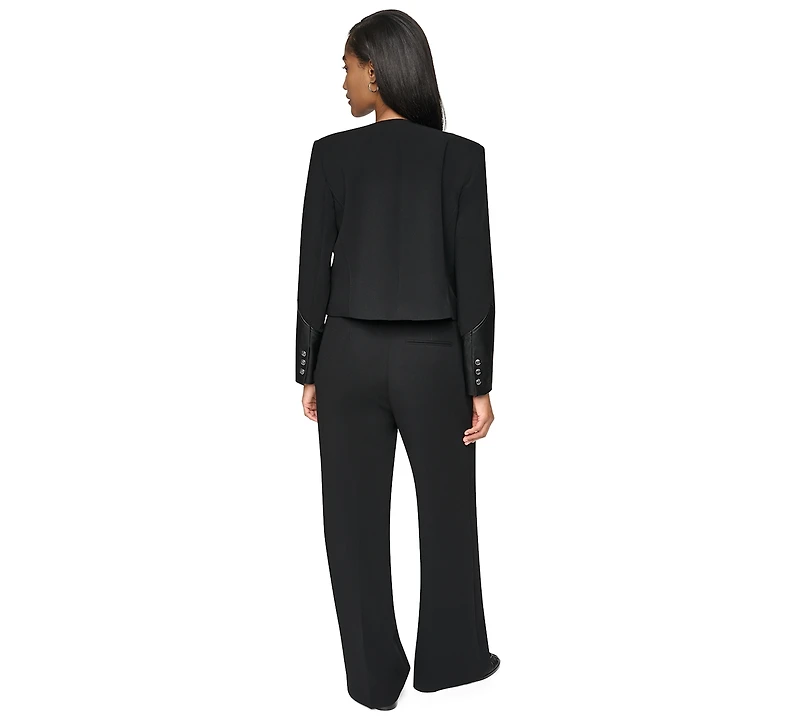 Dkny Women's Cropped Collarless Button-Front Jacket