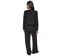 Dkny Women's Cropped Collarless Button-Front Jacket