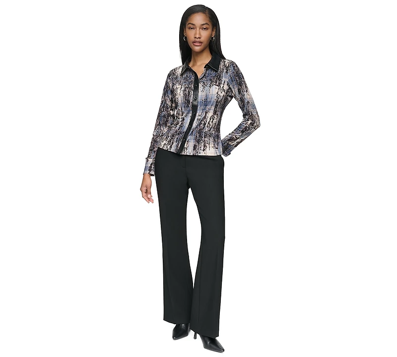 Dkny Women's Collared Button-Up Long-Sleeve Shirt