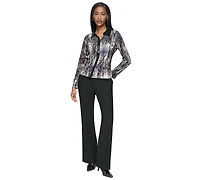 Dkny Women's Collared Button-Up Long-Sleeve Shirt