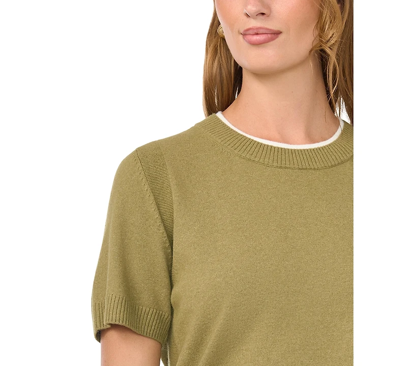 Vince Camuto Women's Short-Sleeve Crewneck Sweater