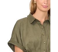 Vince Camuto Women's Short-Sleeve Button-Down Shirt Top