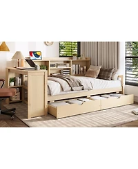 Streamdale Furniture Twin Corner Daybed With Storage, Desk, Charging, Bookcase