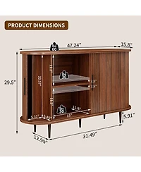 Streamdale Furniture 47''W Fluted Buffet Sideboard Cabinet with Sliding Door