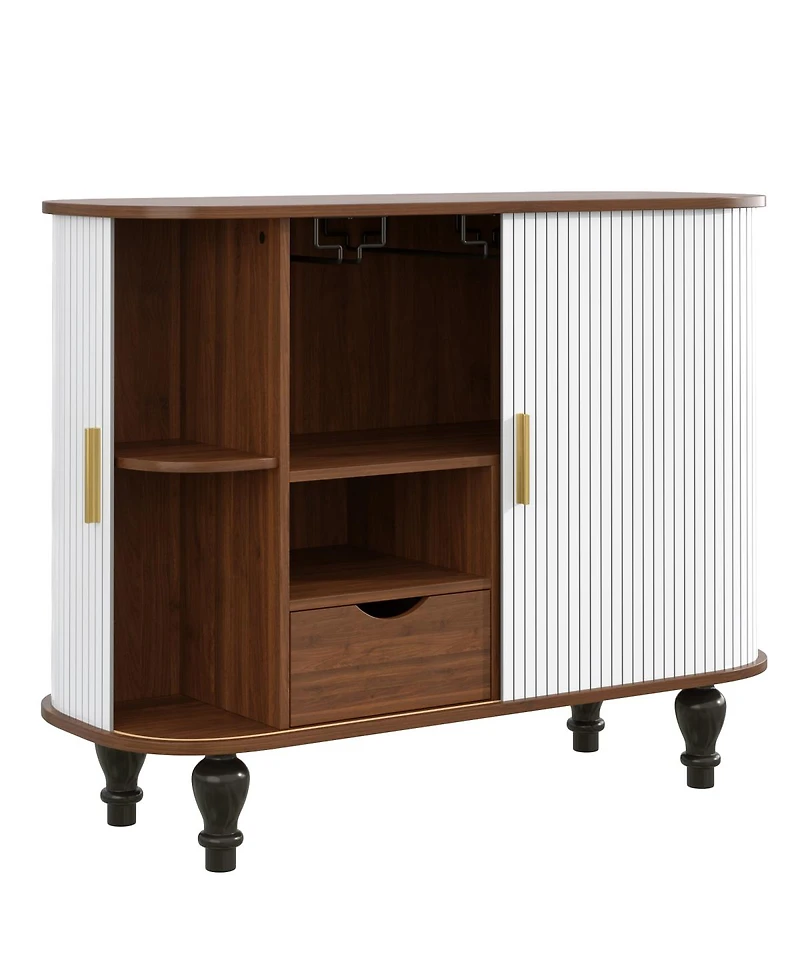 Streamdale Furniture 39'' Fluted Mid-Century Modern Bar Cabinet with Wine Storage
