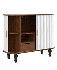 Streamdale Furniture 39'' Fluted Mid-Century Modern Bar Cabinet with Wine Storage