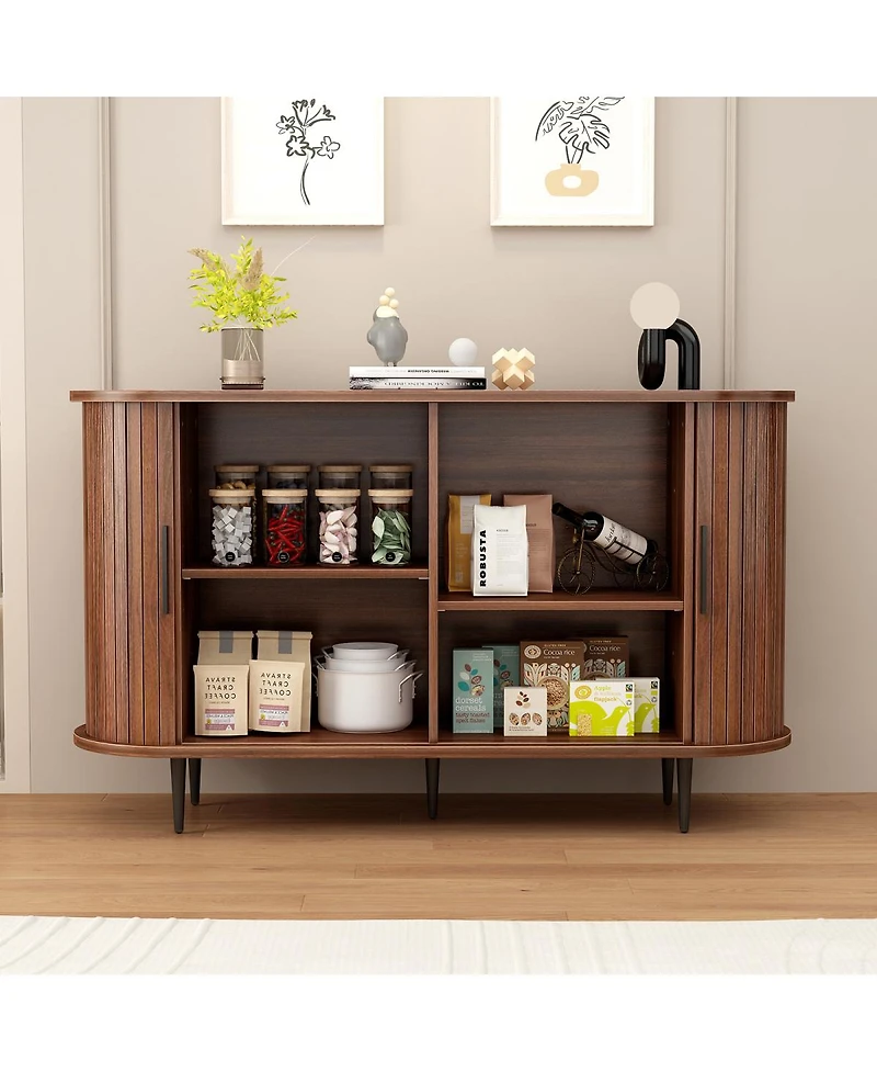 Streamdale Furniture 47''W Fluted Buffet Sideboard Cabinet with Sliding Door