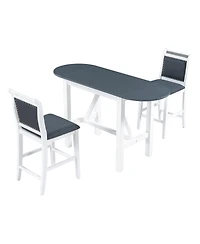 Streamdale Furniture 3-Piece Wood Drop Leaf Counter Height Dining Set with 2 Upholstered Chairs