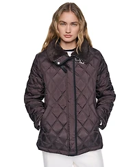 Dkny Women's Sherpa Collar Diamond-Quilted Coat