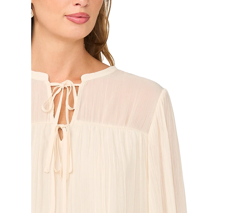Vince Camuto Women's Split Neck Long-Sleeve Bubble Hem Blouse