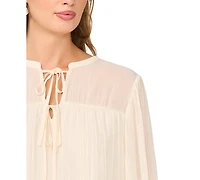 Vince Camuto Women's Split Neck Long-Sleeve Bubble Hem Blouse