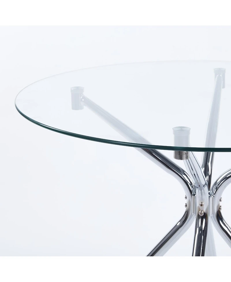 Streamdale Furniture 5 piece Dining Set, Metal Leg Mid-Century Dining Table with Glass Top