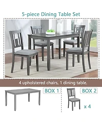 Streamdale Furniture 5-Piece Modern Rectangular Dining Set with 4 Upholstered Chairs