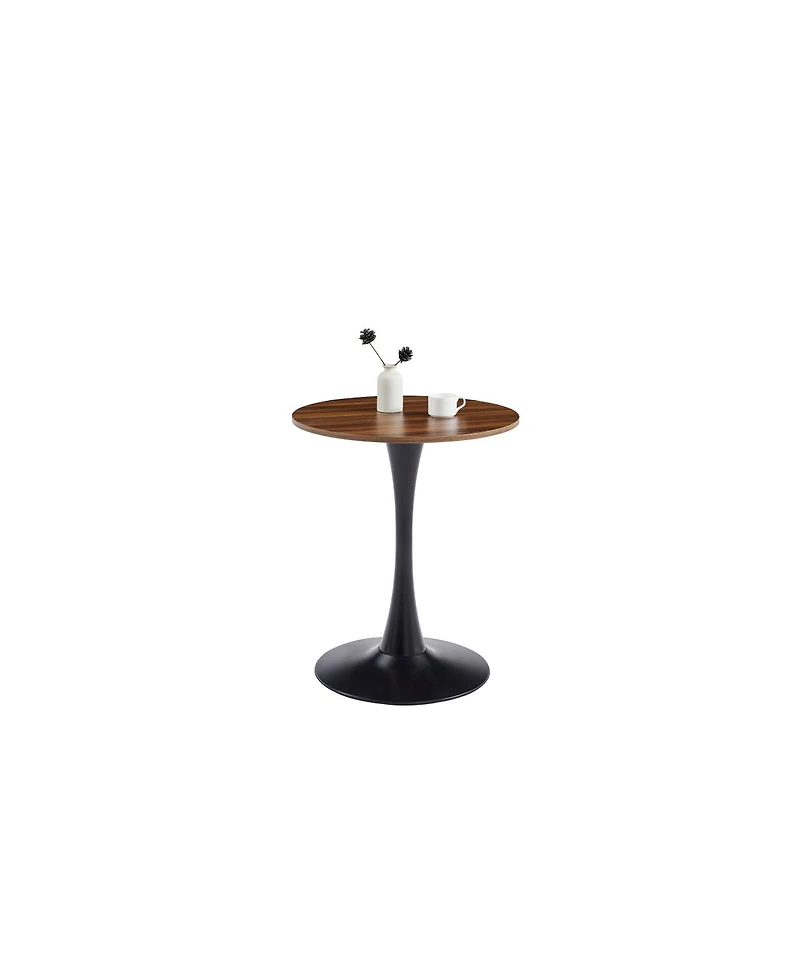 Streamdale Furniture Modern Dark Wood Grain Round Dining Table with Matte Iron Base