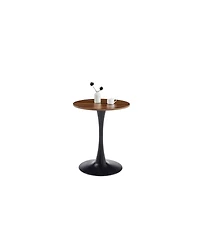 Streamdale Furniture Modern Dark Wood Grain Round Dining Table with Matte Iron Base