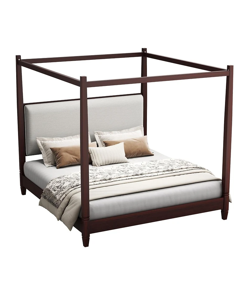 Streamdale Furniture Canopy Platform Bed with Upholstered Headboard