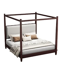 Streamdale Furniture Canopy Platform Bed with Upholstered Headboard