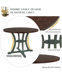 Streamdale Furniture 5-Piece Round Dining Table Set with 4 Fabric Chairs