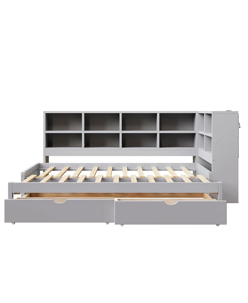 Streamdale Furniture Twin Xl to King Daybed Title Storage, Led, Usb