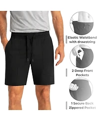 Alpine Swiss Men's Athletic Shorts 7" Inseam Quick Dry Gym Workout Zipper Pockets