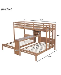 Streamdale Furniture Twin Bunk Bed With Desk, Storage, Lamp, 3-in-1