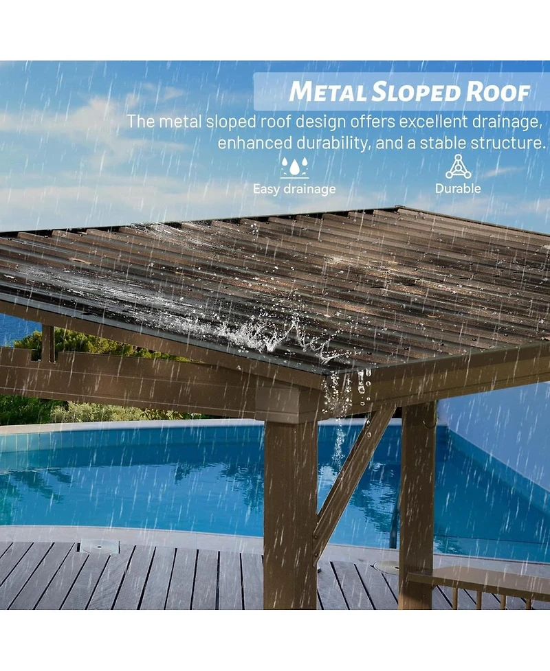 Streamdale Furniture Hardtop Grill Gazebo with Shelves and Galvanized Steel Roof