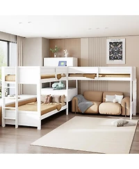 Streamdale Furniture L-Shaped Bunk Bed with Desk, Drawers, Usb/Power