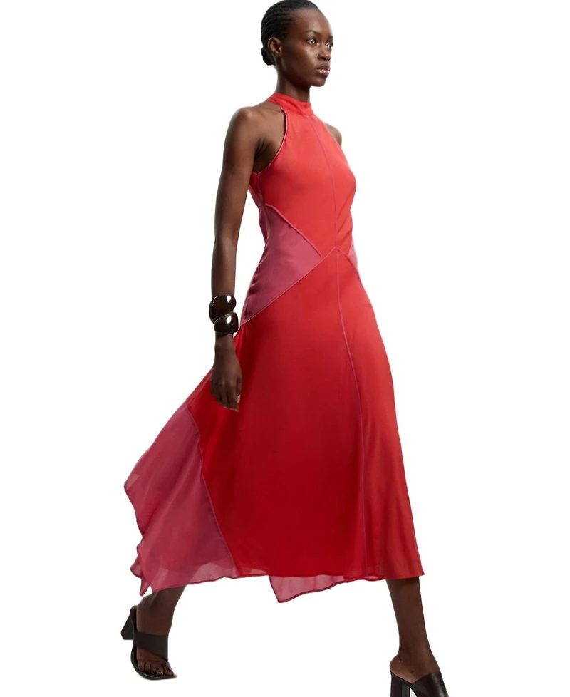 Karen Millen Women's Block Halter Midi A-Line Dress