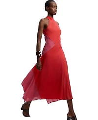 Karen Millen Women's Block Halter Midi A-Line Dress