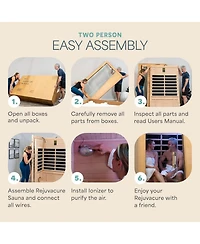 LifePro RejuvaCure Duet 2-Person Wooden Far Infrared Home Sauna with Chromotherapy, Bluetooth Speakers & Canadian Hemlock Construction