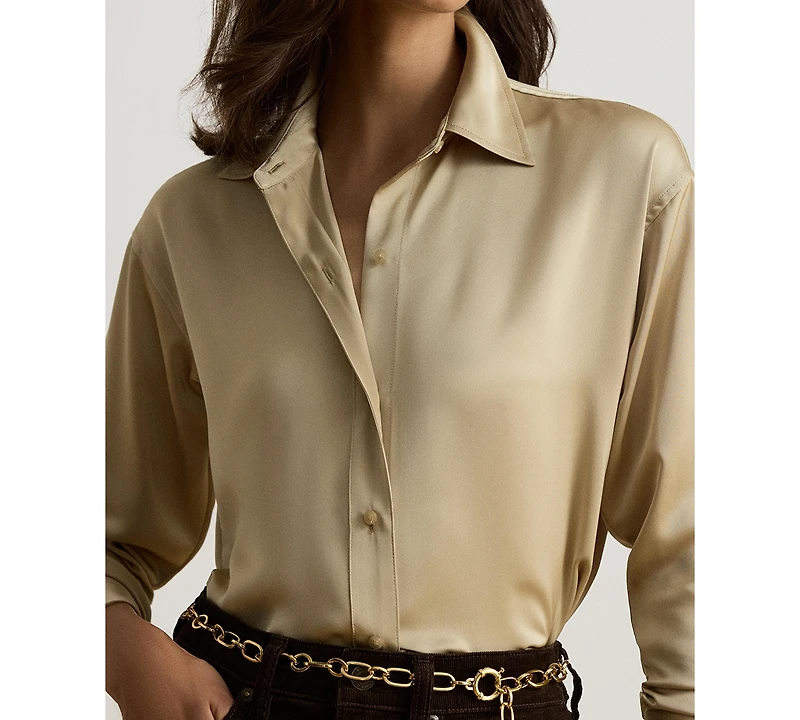 Lauren Ralph Women's Relaxed-Fit Satin Charmeuse Shirt