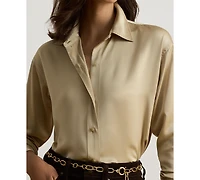 Lauren Ralph Women's Relaxed-Fit Satin Charmeuse Shirt