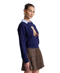 Avec Les Filles Women's Fox-Embroidered Crewneck Sweater