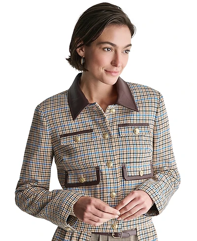 Bcbg Women's Collared Plaid Trucker Jacket