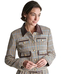 Bcbg Women's Collared Plaid Trucker Jacket