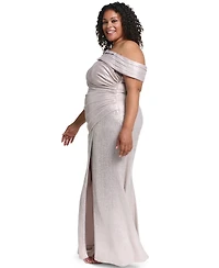 Eliza J Plus One-Shoulder Sleeveless Ball Gown