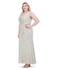 Eliza J Plus Size Cowl Neck Sleeveless Ball Gown