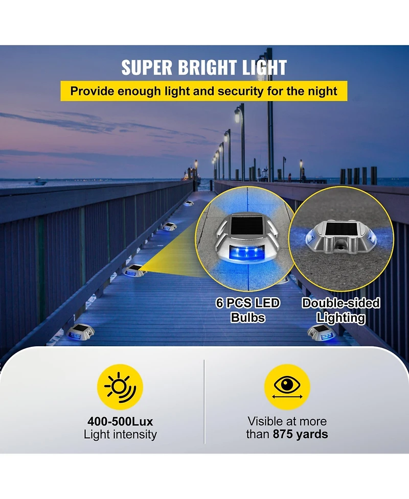 Vevor Driveway Lights, Solar Driveway Lights 24-Pack, Dock lights with Switch, in Blue