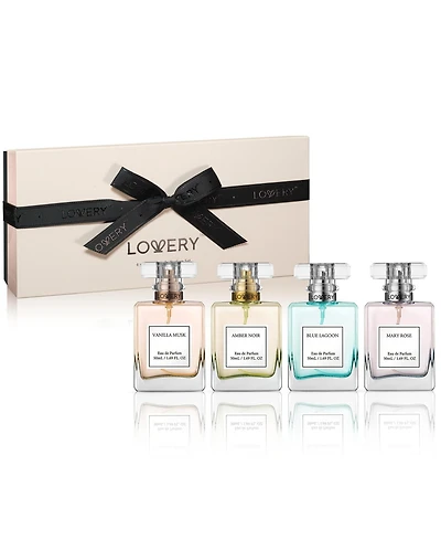 Lovery 5-Pices. Floral Eau de Parfum Gift Set in Lagoon, Rose, Amber and Vanilla Scent