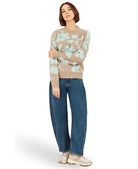 Yumi Women's Floral Intarsia Relaxed-Fit Jumper