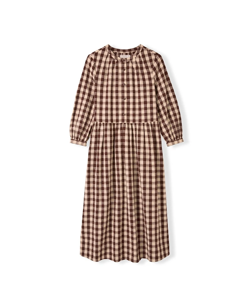 Celtic & Co. Women's Collarless Gingham Midi Dress