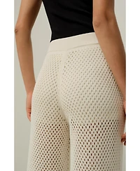 Lilysilk Women's Toscana Wide-Leg Pull-On Pointelle Pants