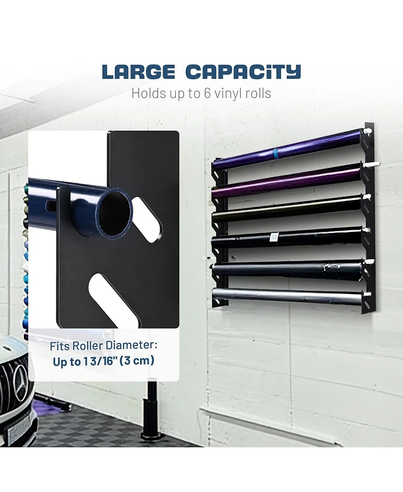Yescom Vinyl Rolls Holder Storage Rack Wall Mount for Car Wrap Transfer Paper Wallpaper